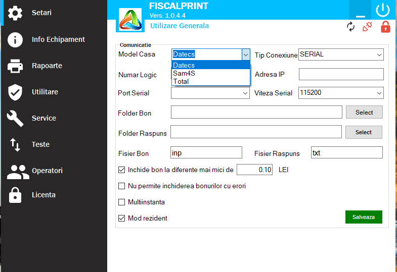 Driver comunicatie case de marcat Datecs Sam4S Tremol