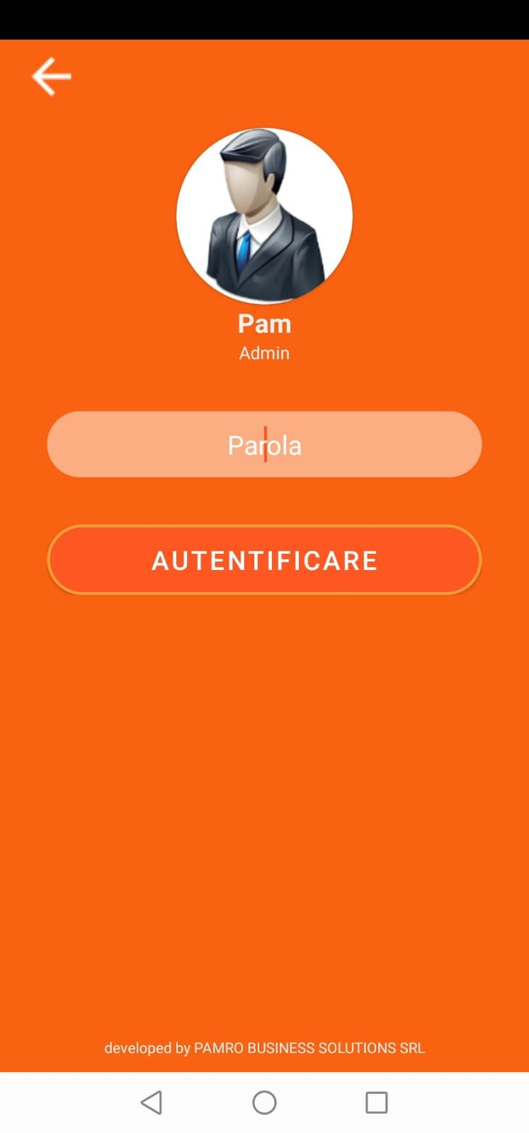 Aplicatie Vanzare Android PamPOS Autentificare utilizator