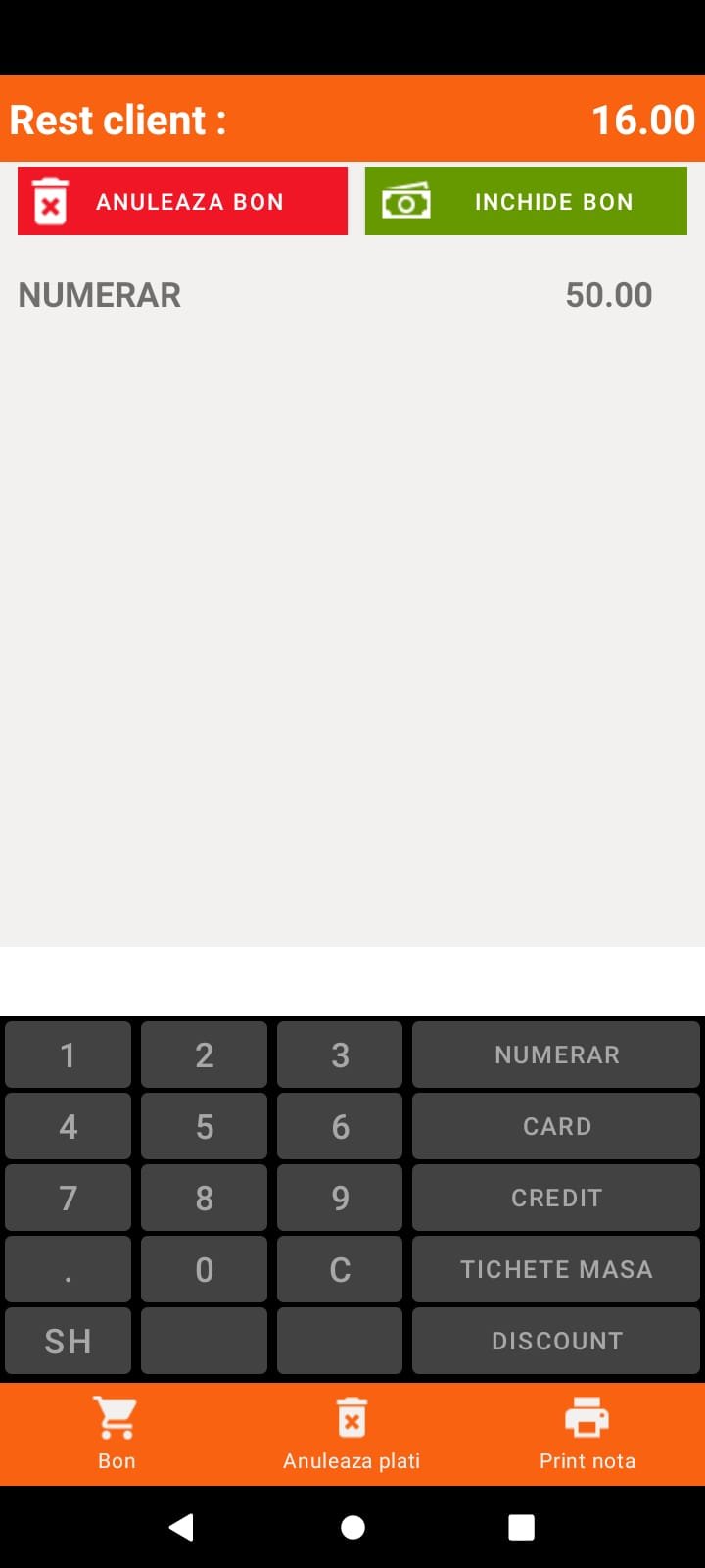 Aplicatie Vanzare Android PamPOS Bon Fiscal