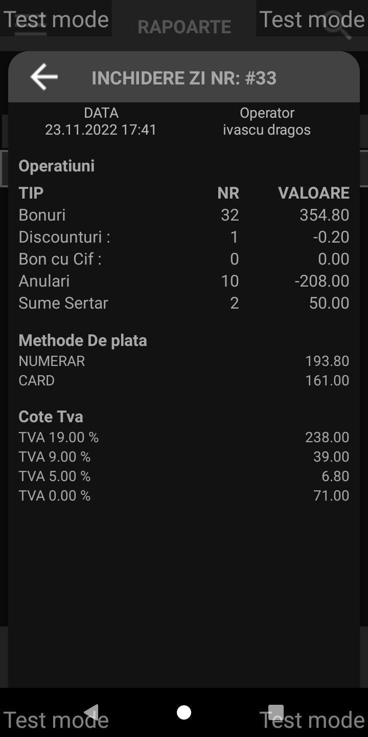 Aplicatie Vanzare Android PamPOS Inchidere ZIi